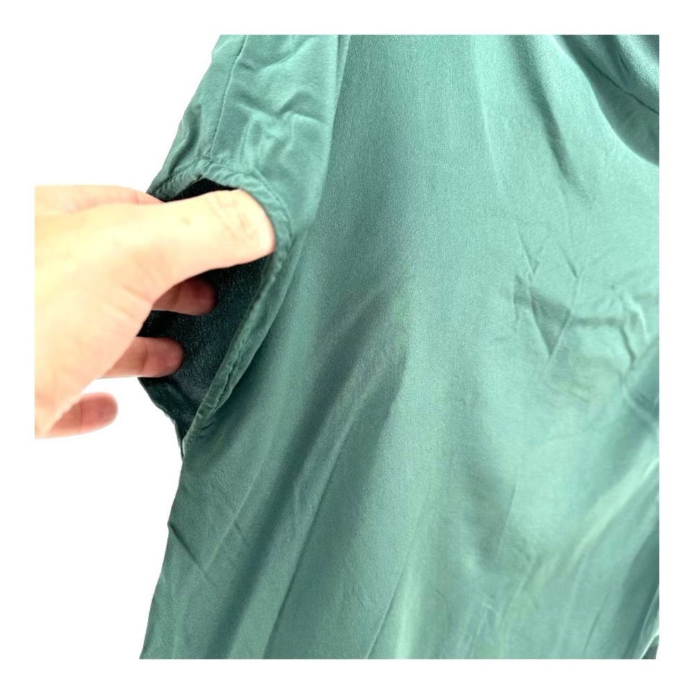 Tibi Dark Green Draped Neck Cap-Sleeve Blouse - Picture 6 of 12